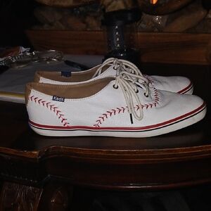 Keds Men's White and Red Stitch Sneakers